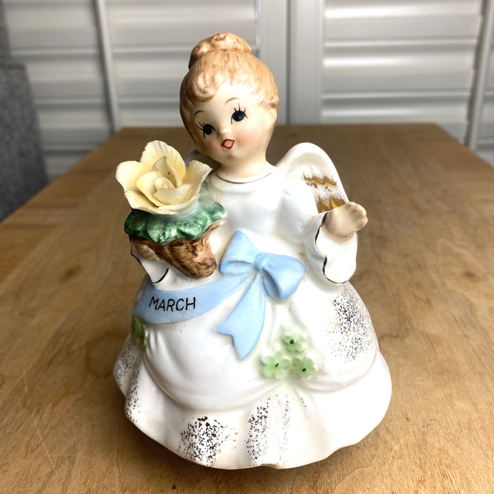 Vtg 1960's Musical Angel MARCH Girl Figurine Happy Birthday PRICE IMPORT Japan